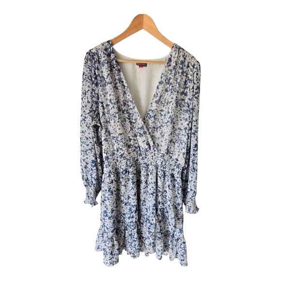 Vince Camuto Floral Dress XL Women Long Sleeve Empire Waist Ruffle Hem Boho - Picture 1 of 16